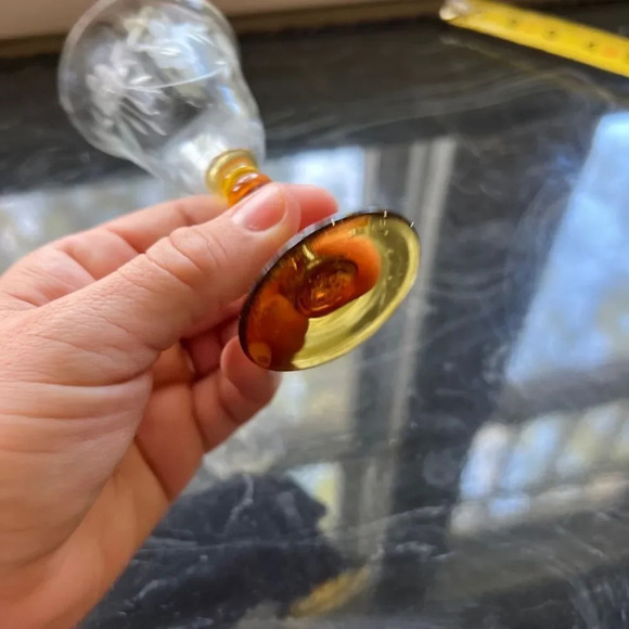 Vintage Tiffin Cordial Liquor Glasses Etched Amber Stems 4.5” Set Of 2 - Picture 8 of 8